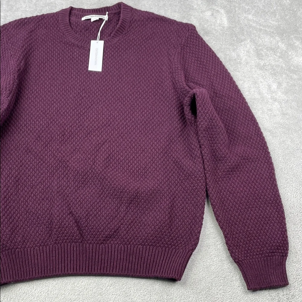 NEW Outerknown L Wool Cotton Harbor Knit Purple Textured Knit Sweater‎